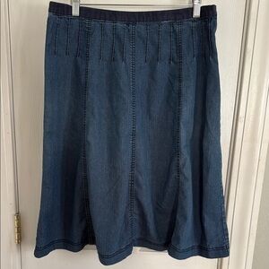 Larry Levine Stretch Blue Midi A-Line Skirt for Work #458
